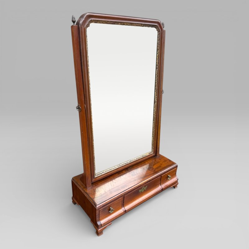 Antique Georgian 1790 Mahogany & Gilt Dressing Table Mirror with Brass Handles - Image 2